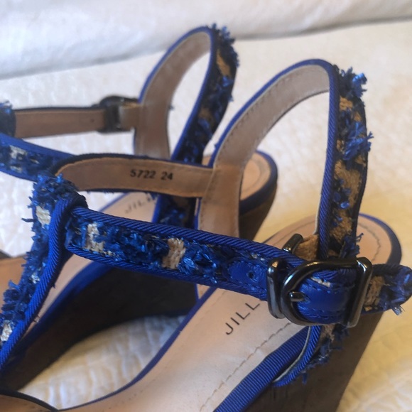 Jill Stuart Blue Raffia Cork Wedges Sz 7 - Picture 7 of 8